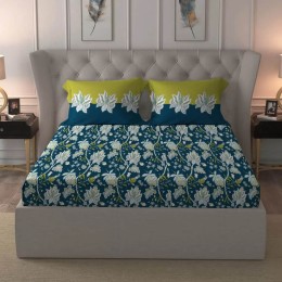 myTRIDENT 144 TC Cotton Double Bedsheet Set (Blueb
