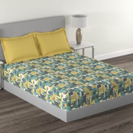 myTRIDENT 144 TC Cotton Double Bedsheet Set (Fractal)